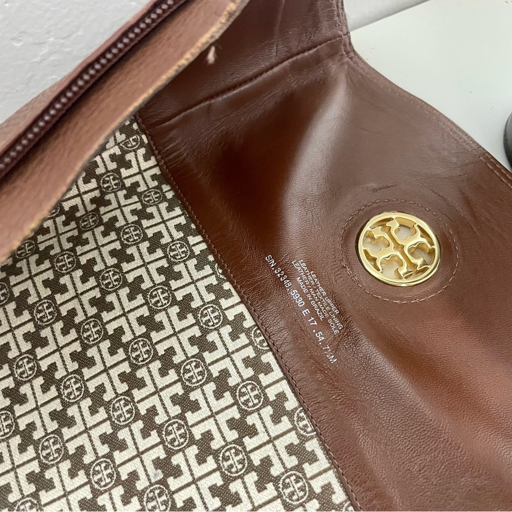 Tory Burch Junction Tumbled Leather Low Heel Knee High Riding Boots - Picture 13 of 16